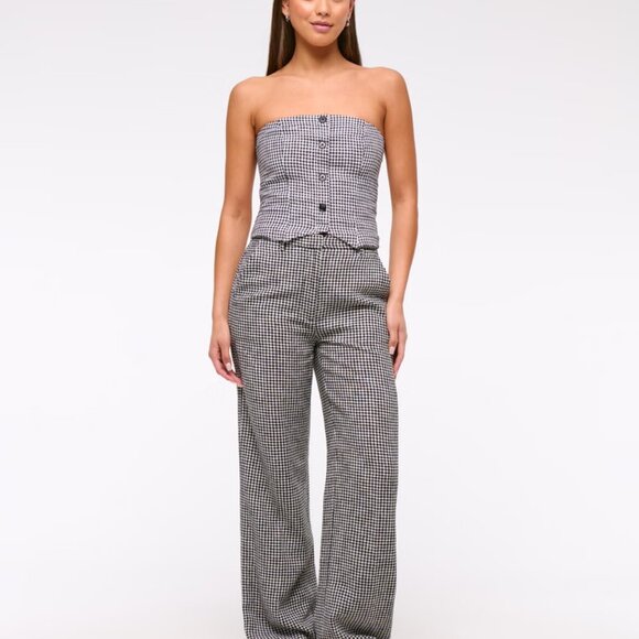 A&F Strapless Cropped Vest Top, Black Gingham - NEW WITH TAGS - Picture 2 of 5
